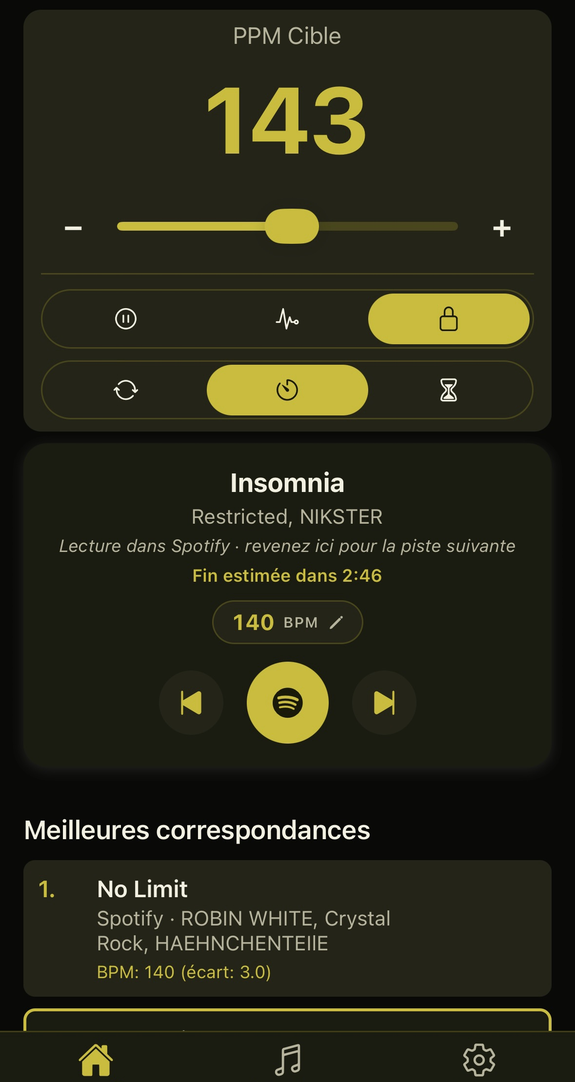Accueil : lecture dans Spotify
